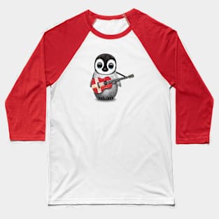 Baby Penguin Playing Danish Flag Guitar Baseball T-Shirt